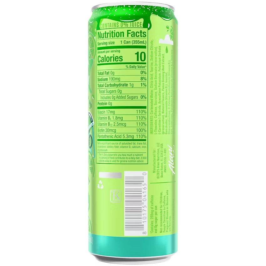Alani Nu Energy Drink - Lime Slush Limited Time Flavor (12 Drinks, 12 Fl. Oz. Each)