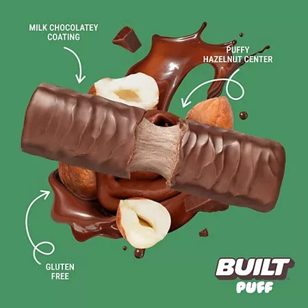 NEw!! Built Puff Protein Bar- Chocolatey Hazelnut - 12 Bars- 16g Protein - Plus Collagen - 150 Calories - Natural Flavors
