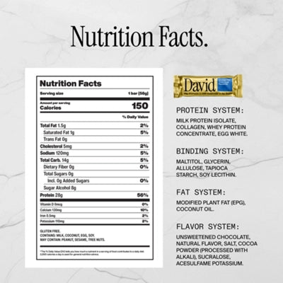 David Protein Protein Bar - Chocolate Chip Cookie Dough (24 Bars)