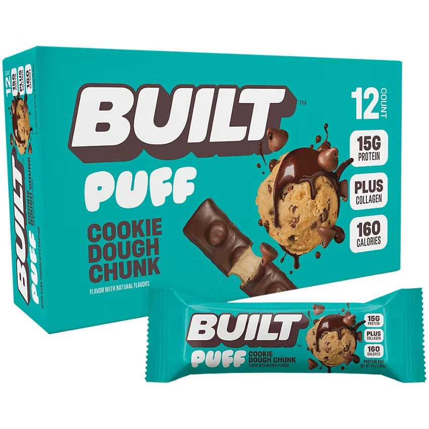 Built Puff Protein Bar - 15g Protein - Cookie Dough Chunk (12 Bars)