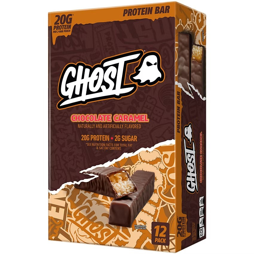 GHOST Protein Bar - 20g Protein - Chocolate Caramel (12 Bars)