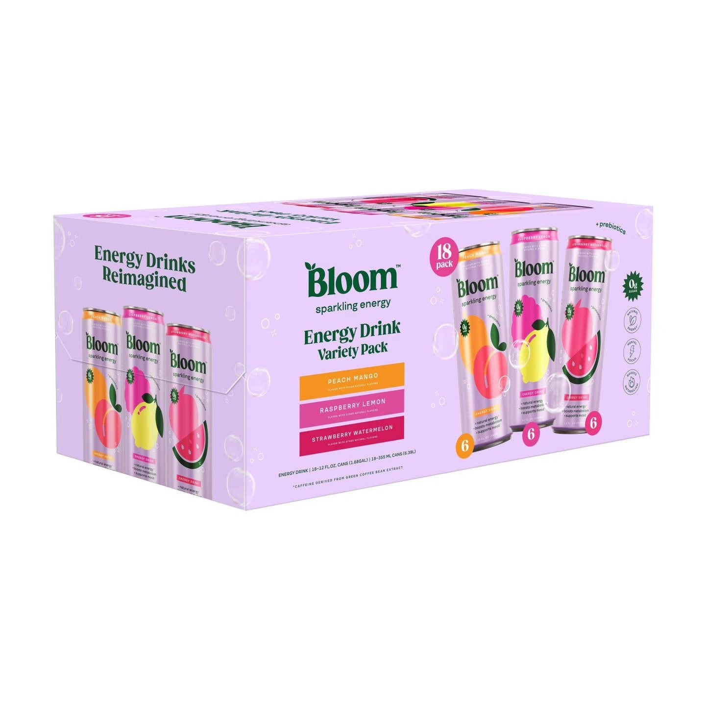 Bloom Sparkling Energy 12 fl. oz., 18 pack