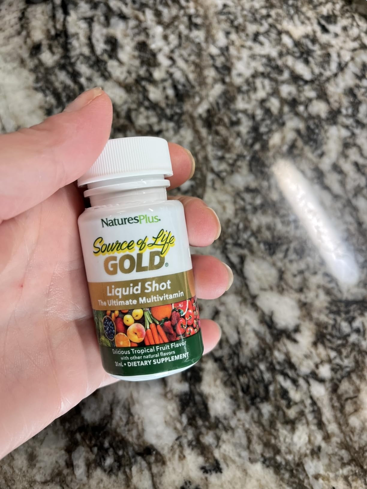 NaturesPlus Source of Life Gold Liquid Multi Shot - 1 fl oz, Case of 12 - Tropical Fruit Flavor - Provides Nutrients from 100+ Fruits and Vegetables - 12 Servings