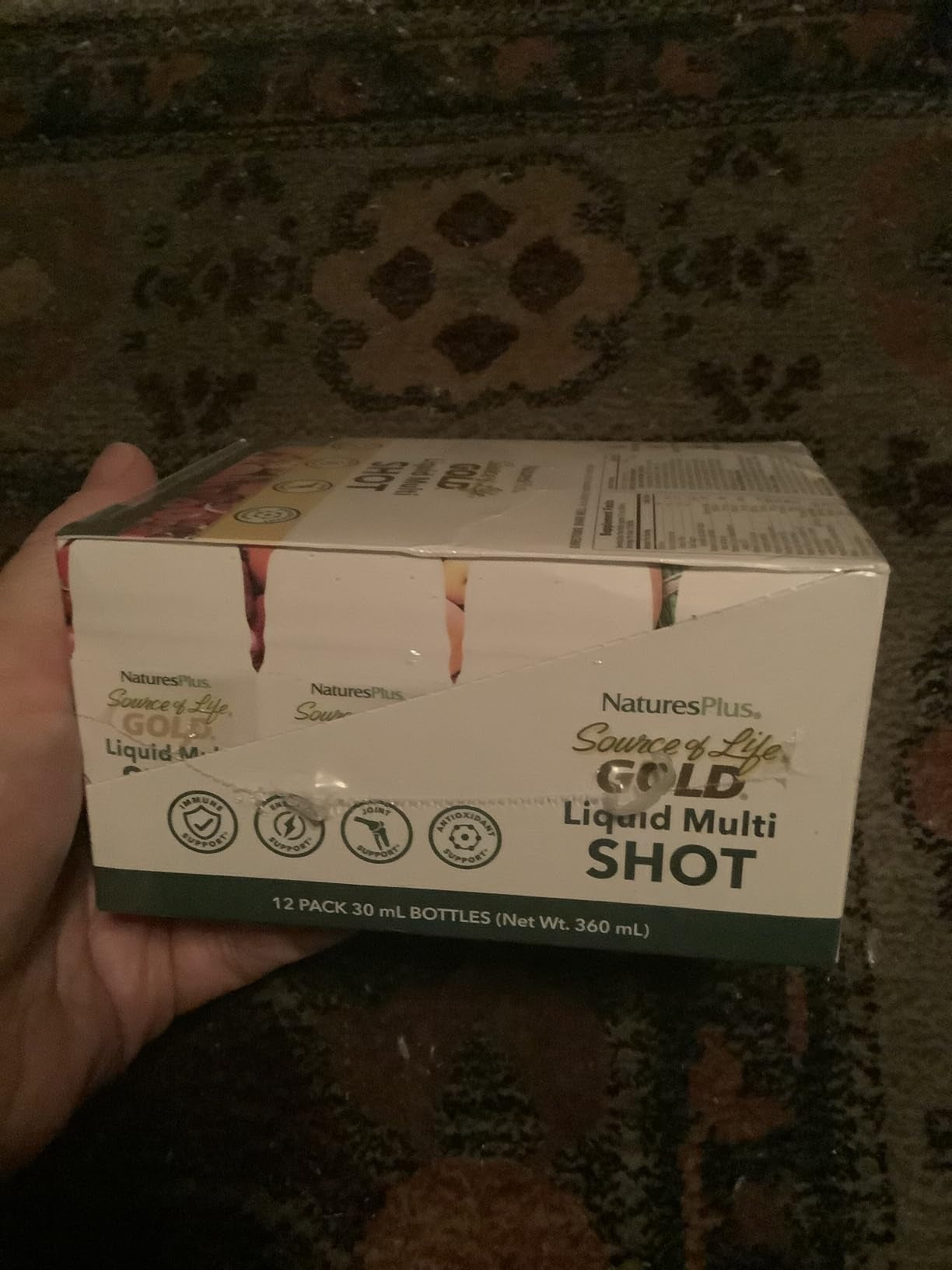 NaturesPlus Source of Life Gold Liquid Multi Shot - 1 fl oz, Case of 12 - Tropical Fruit Flavor - Provides Nutrients from 100+ Fruits and Vegetables - 12 Servings