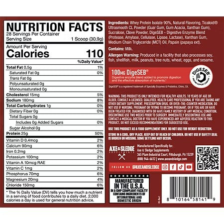 Axe and Sledge National Lampoon's 100% Farm Fed Whey Protein Isolate -Moose Mug Mayhem Spiced Eggnog (30.51 Oz. / 28 Servings)