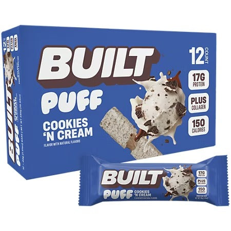 Built Puff Protein Bar - 15g Protein - Cookies 'N Cream (12 Bars)