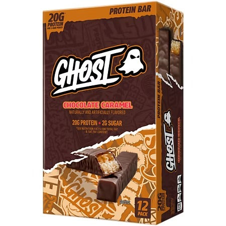 GHOST Protein Bar - 20g Protein - Chocolate Caramel (12 Bars)