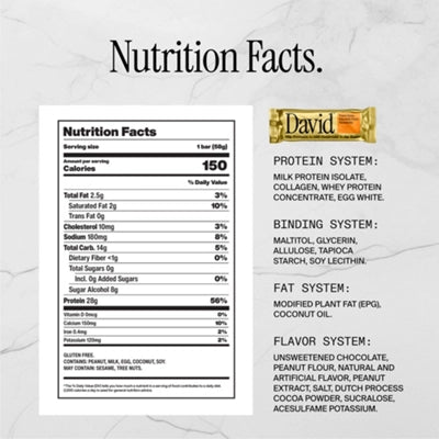 David Protein Protein Bar - Peanut Butter Chocolate Chunk (12 Bars)